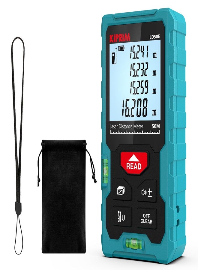 Kiprim Laser Distance Measure High Accuracy 165ft Kiprim LD50E Laser Tape Measure 50M Compact Laser Measurement Tool with Larger Backlit LCD Display,ft/m/in Switching,Bubble Level (No Batteries) - Image 1
